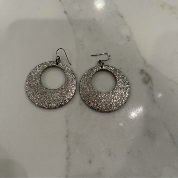 Silver drop hoop earrings - Picture 2 of 5